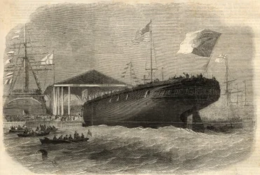 Te water laten van de Portugese korvet 