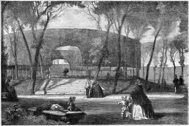 Het park van Sceaux in de lente - Gravure in 