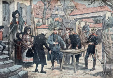Les Alsace, mars 1918 (Duitse officieren op campagne in de Elzas, maart 1918) Illustratie overgenomen uit "Le pelerin" 10/03/1918 Collection privee Â