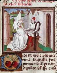 De liefdes van Dido, stichter van Carthago en Aeneas. Miniatuur uit 