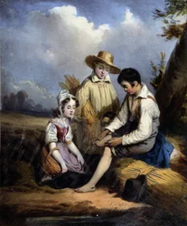 De kleine maaiers (een gewond aan de voet), ca. 1840