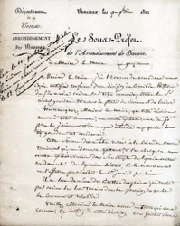 Brief van de onderprefect van de Creuse (arrondissement Boussac) aan de burgemeester van Gouzon, 9 september 1822