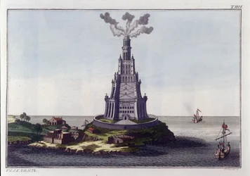Vuurtoren van Alexandrië. Gravure uit het begin van de 19e eeuw