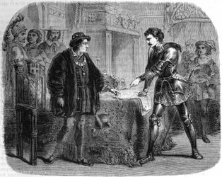 Lodewijk XI en Karel de Stoute in Peronne (Italië), oktober 1468