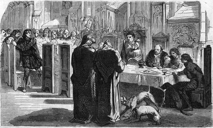 Louis de la Tremoille en zijn gevangenen na de Slag bij Saint-Aubin-du-Cornier (1488). Gravure uit de 19e eeuw.
