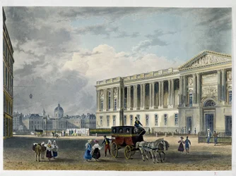 Louvre - Oostgevel, op de achtergrond de koepel - 19e eeuw