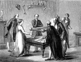 Luigi Galvani ontdekte in 1780 de prikkelbaarheid van de kikker spier door elektriciteit