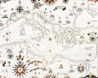 Kaart van de Middellandse Zee en kustlijn