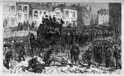 Maart 1871: begrafenis van Charles Hugo, zoon van Victor - gravure uit 
