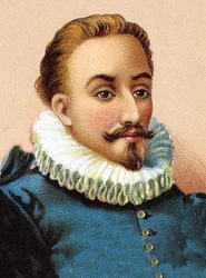 Miguel de Cervantes Saavedra 1547-1616 - Portret van Miguel de Cervantes (1547-1616), Spaans dichter en toneelschrijver