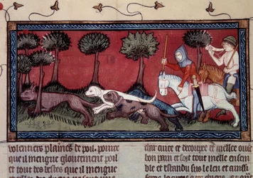 Miniatuur vossenjacht uit manuscript fr. 1297 
