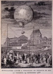 Montgolfière gelanceerd in Versailles, in aanwezigheid van de koning (Louis XVI), vrijdag 19/09/1783 - in 