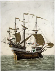 Schip van Hendrik VIII (1520) van Engeland - volgens J. Holbein