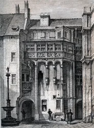 Nurnberger Rathaus - de binnenplaats van het stadhuis van Neurenberg - gravure rond 1867