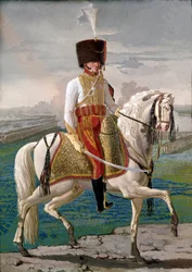 Officier van de Velites te paard, een militair korps opgericht ter ere van keizer Napoleon I. Begin 19e eeuw. Museo Nazionale di San Martino, Napels.