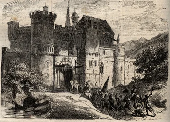 Pascal Paoli, bevrijder van Corsica - Pascal Paoli (1725-1807), bevrijder van Corsica betreedt Bastia - gravure in 