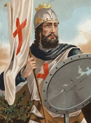 Pelagius van Asturië - Pelagius de Veroveraar - Portret van Pelayo, koning van Asturië en hoofd van de Visigoten (?, 718 in Cangas, 737). Naar 