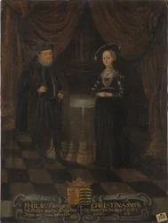 Portret van Filips I van Hessen en Christine van Saksen