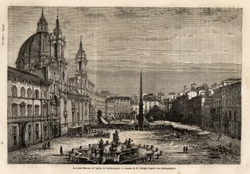 Piazza Navona, gebouwd op de ruïnes van het Stadion van Domitianus uit de 1e eeuw, is de trots van barok Rome, met de fontein van de 4 rivieren, gebouwd tussen 1648-1651, volgens het ontwerp van Bernini (1598-1620) en de kerk van St. Agnes, gebouwd tussen