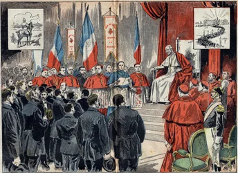 Paus Leo XIII (1810-1903) wijdde het protectoraat van Frankrijk in het Heilige Land in toen Duitsland het wilde vervangen. Audiëntie van 8 oktober