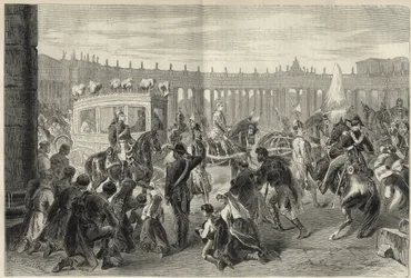 Paus Pius IX (Pius Pio) gaat naar de kerk van Sint-Louis-des-Français ter gelegenheid van het feest van 15 augustus 1869