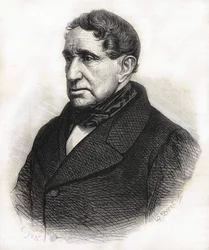 Portret van Achille Léonce Victor Charles de Broglie (1785 - 1870), hertog van Broglie. Gravure uit de 19e eeuw