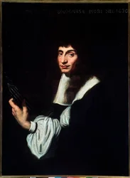 Portret van Agostino Trombetti (17e eeuw) Italiaanse gitarist en zanger