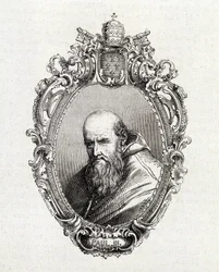 Portret van Alessandro Farnese, Paulus III (1468 - 1549) paus van 1534 tot 1549.