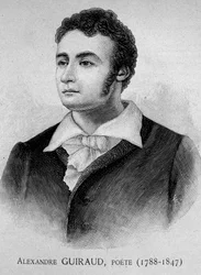 Portret van Alexandre Guiraud, dichter (1788-1847) - gravure 19e eeuw