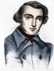 Portret van Alexis de Tocqueville (1805 - 1859), Franse historicus en politicus. Gravure 19e eeuw