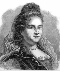 Portret van Anne Lefebvre, Mme Dacier. Franse geleerde (1647 tot 1720).