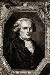 Portret van Anthelme Brillat-Savarin. Franse magistraat en schrijver (1755 tot 1826), auteur van de Physiologie du goût (1826), verzameling reflecties over de geneugten van de tafel. Jean Anthelme Brillat-Savarin (1755-1826) Franse gastro