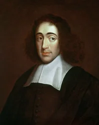 Portret van Baruch Spinoza (1632-1677), Nederlandse filosoof, ook bekend als Bento de Espinosa of Benedictus de Spinoza - anoniem schilderij. Privécollectie.