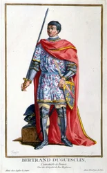 Portret van Bertrand Duguesclin. 19e-eeuwse gravure