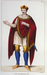 Portret van Karel de Grote of Karel I de Grote (742 - 814) koning van de Franken gegraveerd 1830