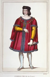 Portret van Karel VIII (1470 - 1498), koning van Frankrijk gravure uit 1830