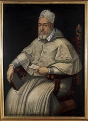 Portret van Clemens VIII (1536 - 1605). Schilderij uit de 16e of 17e eeuw. Museo di Roma. Rome