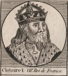 Portret van Clothaire I (497 - 561), Koning van Neustrië en Koning van de Franken (gravure uit 