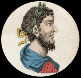 Portret van Commodus (161-192), Romeinse keizer. Gravure uit de 19e eeuw