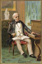 Portret van Daniel François Esprit Auber (1782-1871), Franse componist. Chromolithografie 19e eeuw