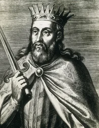 Portret van Denis van Portugal (de Boerenkoning) (gravure)