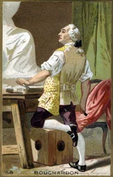 Portret van Emile Bouchardon (1698-1762), Franse beeldhouwer en tekenaar. Chromolithografie 19e eeuw.