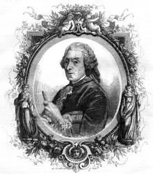 Portret van Engelse schilder François Boucher (1703-1770) gravure 1858