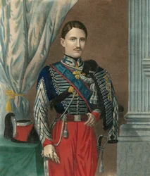 Portret van François II koning van de Twee Siciliën (Francesco II delle Due Sicilie) (1836-1894) met de ketting van de Orde van het Gulden Vlies - Portret van François II van de Twee Siciliën (1836-1894), koning van het Koninkrijk der Twee Siciliën