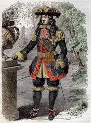 Portret van Gabriel Nicolas de la Reynie (1625-1709) eerste luitenant-generaal van politie van Parijs - gravure 19e eeuw Privécollectie
