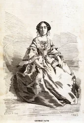 Portret van George Sand (Aurore Dupin, Barones Dudevant) (1804-1876)