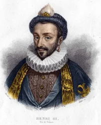 Portret van Hendrik III (1551 - 1589), koning van Frankrijk gravure 19e eeuw