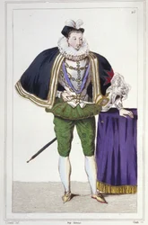 Portret van Hendrik III (1551 - 1589), koning van Frankrijk. Gravure uit 1830