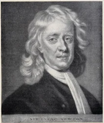 Portret van Isaac Newton dicht bij het origineel bewaard in het Berlijnse Observatorium.