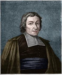 Portret van Jean Baptiste De La Salle (Jean-Baptiste) (1651-1719) Franse religieus, oprichter van de congregatie van de broeders van de Christelijke Scholen. Gravure uit de 19e eeuw.